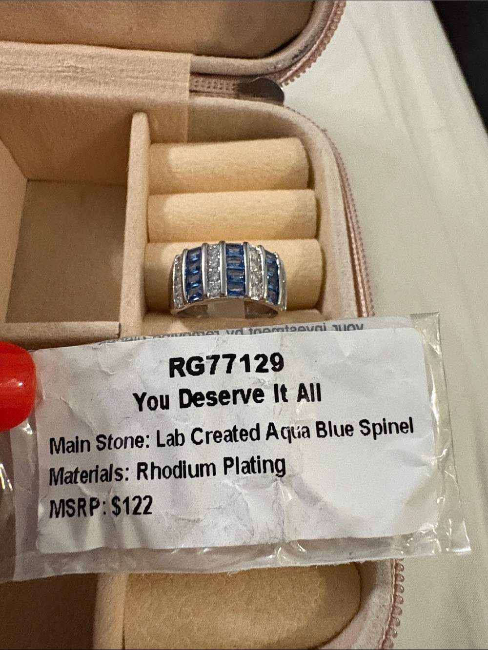 You Deserve It All Lab-Created Aqua Blue Spinel Rhodium-Plated Men's Ring - Blue